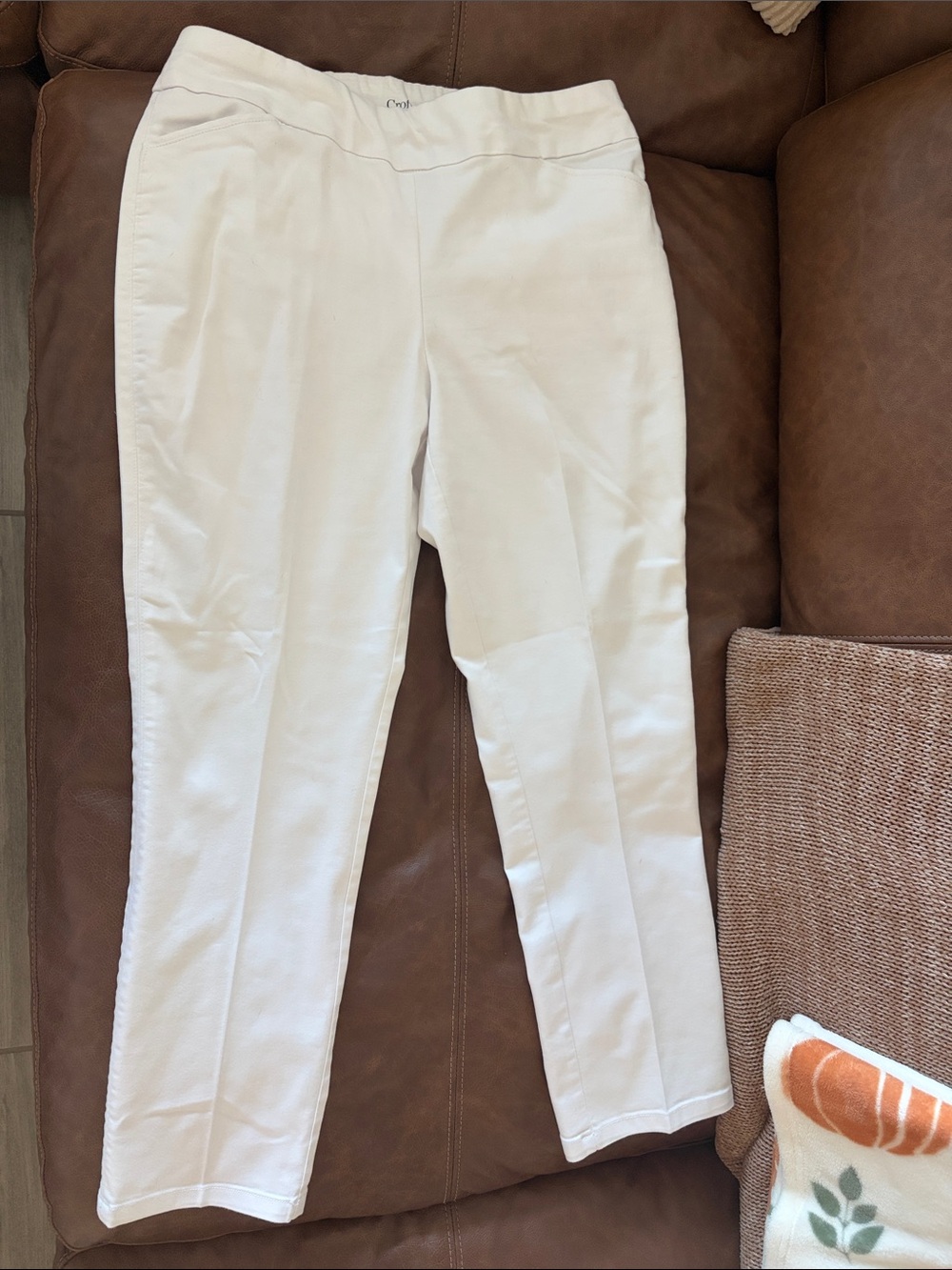 croft & barrow White Straight-Leg Ponte Pull-On Pants